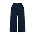 thumbnail image 5 of Yuzhih Women's Capri Pants Summer Loose Wide Leg Elastic High Waist Cropped Trousers with Pockets Lounge Capris, 5 of 7
