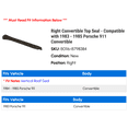 thumbnail image 2 of Right Convertible Top Seal - Compatible with 1983 - 1985 Porsche 911 Convertible - Original, 2 of 2