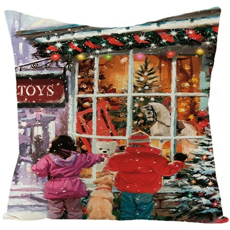 

VerPetridure Christmas Cotton Linen Sofa Car Home Waist Cushion Cover Throw Pillow Case 45*45