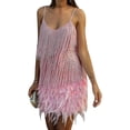 thumbnail image 1 of Body de plumas con lentejuelas y flecos para mujer/noche/fiesta, 1 of 5