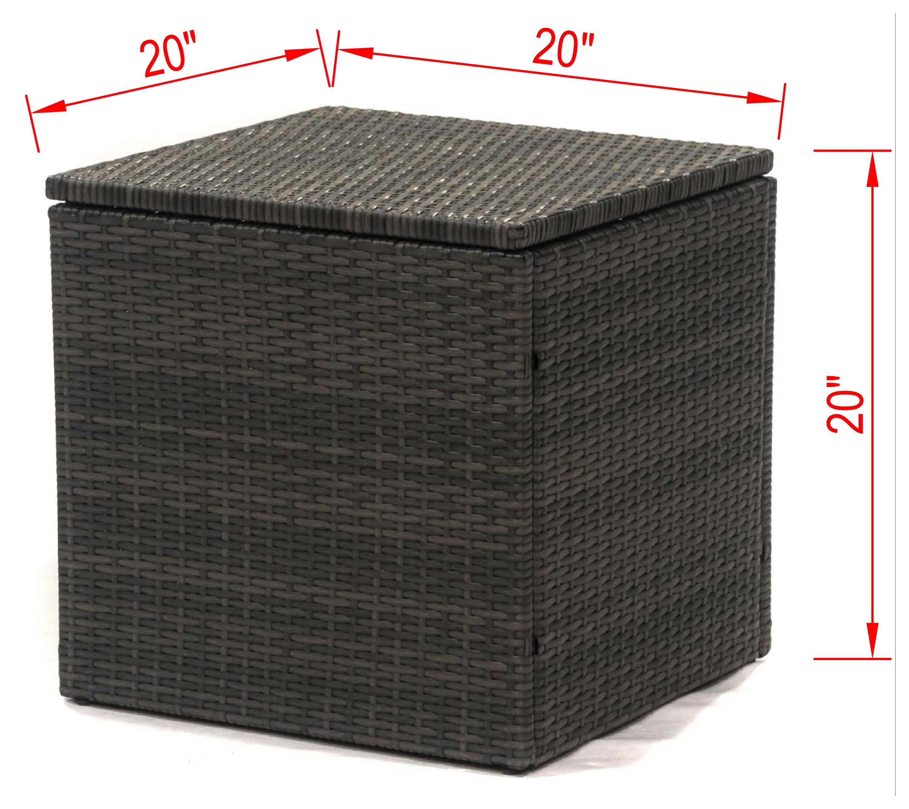 Outdoor Wicker Deck Box with Powder-Coated Steel Frame, Brown, 20 x 20 in