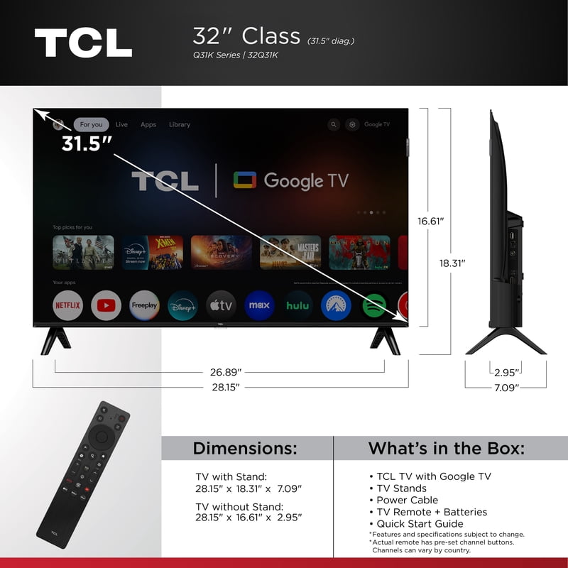 TCL 32" Q31K Series QLED 1080P FHD Smart Google TV (NEW 2025) - 32Q31K feature detail