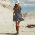 thumbnail image 6 of DYTTDG Women's Button-Front Ruffled Hem Mini Dress | V-Neck Short Sleeve Casual Summer Dress with Pockets, Flowy Shirt Dress, 6 of 8