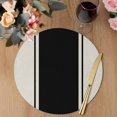 thumbnail image 3 of Black Vintage Round 13 Inch Placemats Set of 8, Geometric Stripes Simple Lines HeatResistant Non Slip Place Mats for Dining Table, Wipeable Braided Kitchen Table Mats for Housewarming, 3 of 9