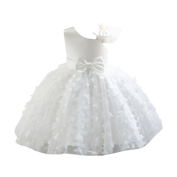 Toddler & Little Girls Princess Ball Gown Bow Decor Butterfly Tulle Party Dress for Special Event Pink 90
