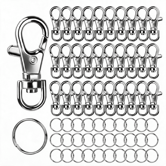 40PCS Lobster Claw Clasps and Key Rings, 40PCS Keychains Clips and 40PCS Key Chain Ring, Keychain Making kit for Key Chain, Jewelry Making, Art Crafts, Silver