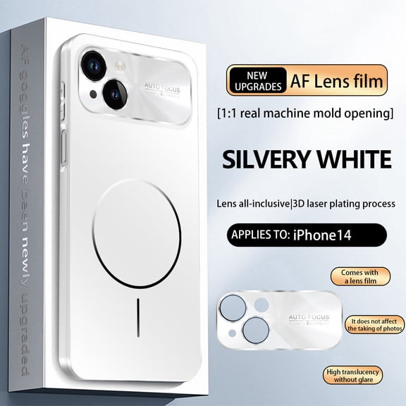 ELEHOLD Magnetic Case for iPhone 14, Shockproof Full Protection Phone Case with Lens Protector,White