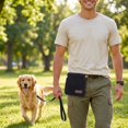 thumbnail image 3 of Dog Treat Pouch, Portable Canvas Waterproof Black, 1 Pack Hanging Pet Training Waist Bag, for Outdoor Walking Dog Puppy Reward Carry Snacks Storage During Obedience Training Hiking Travel, 3 of 5