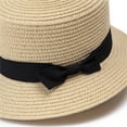 thumbnail image 3 of Fewfanhot Women Wide Brim Straw Boater Hat UPF Sun Protection Foldable Beach Fedora with Rhinestone Buckle Ribbon, 3 of 7