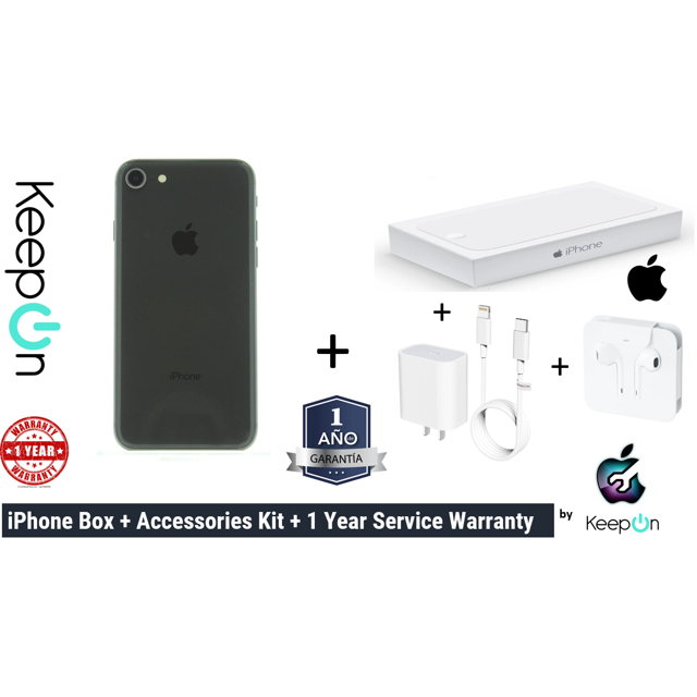 Apple iPhone 8 256 (Incluye 1 año en Reparacion KeepOn + Cargador Rapido y Protector Privado + Earpods + Caja Apple ) SPACE GRAY GRIS Apple REACONDICIONADO