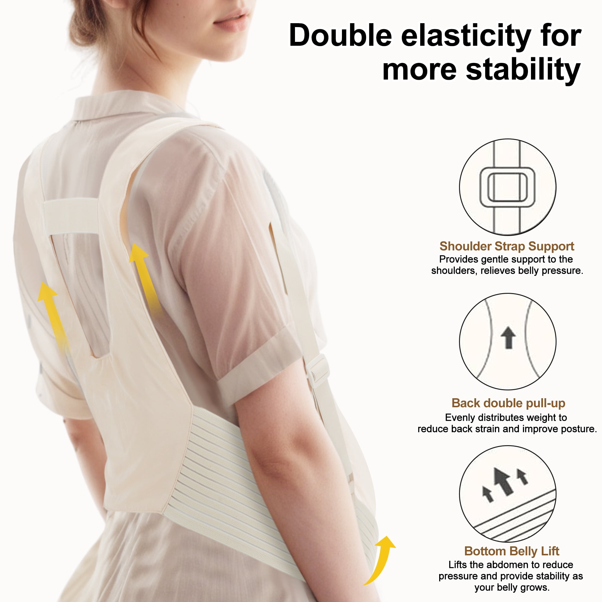 Unique Bargains Maternity Belly Band with Adjustable Straps 1 Pc Large Apricot