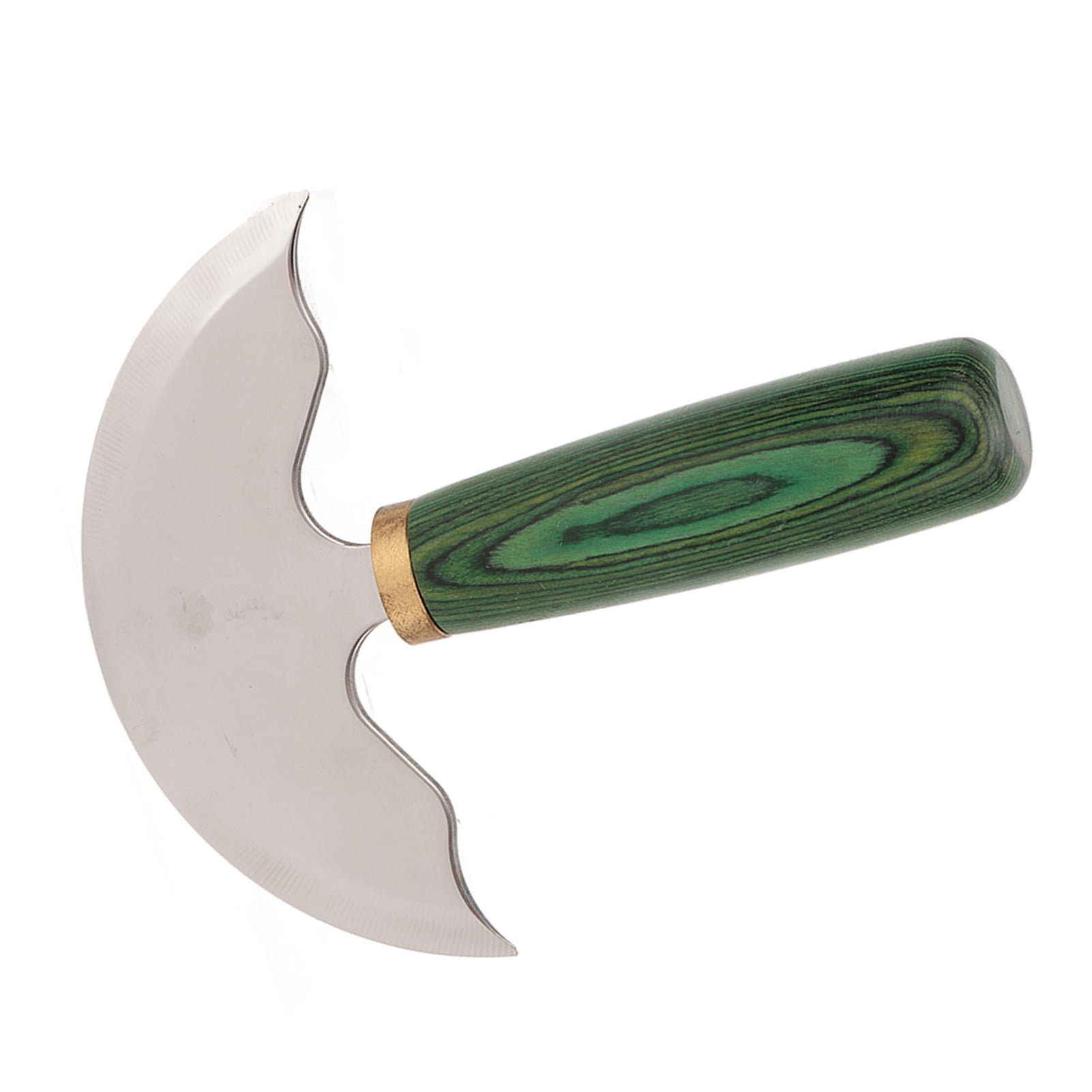 YAHHU Leather Round Head Knife Semicircle Green Wooden Handle Handmade DIY Leathercraft Skiver Trimming Knife Leather Working Tool Set 6.02 x 4.92 inches / 153 x 125 mm