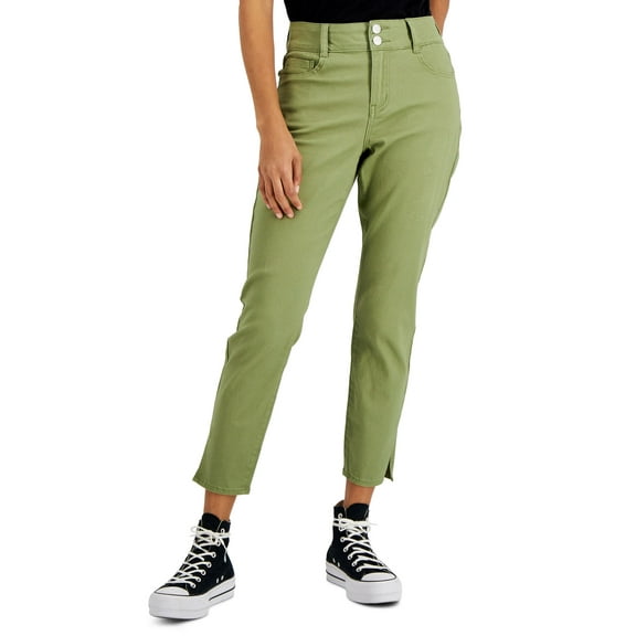 Juniors' Double-Button Skinny Jeans Sage 0