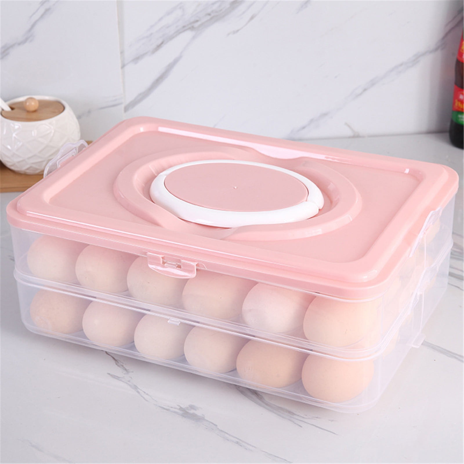 1/2/3 Layer Plastic Egg Cartons 24/48/72 Eggs Capacity Deviled Egg Trays with Handles & Lids, for Refrigerator/Kitchen/Easter Parties (Egg Fresh-Keeping) Bradem