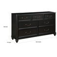 thumbnail image 5 of Benjara Vix 64 Inch Wide Dresser, 7 ed Trim Drawers, Pewter Drop Handles, Black, 5 of 6
