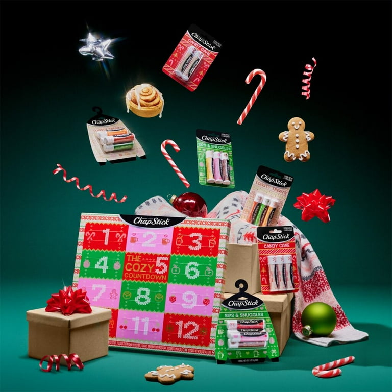 ChapStick Cozy Countdown Holiday Lip Balms 12-Pack, Advent