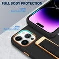 thumbnail image 2 of Designed for iPhone 14 Pro Max Case with Finger Loop Strap Luxury Gold Plating Leather Kickstand Wristand Phone Cover for Women Men-Black, 2 of 6