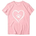 thumbnail image 2 of Felirenzacia Pet Mom's Heart Design Graphic Short Sleeves T Shirt Summer Casual Cotton Pullover Tee Tops for Big and Tall Women Pink,L, 2 of 6