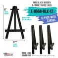 thumbnail image 2 of U.S. Art Supply 6" Mini Black Plastic Display Easel (6 Pack), A-Frame Artist Painting Party Tripod Easel Tabletop Stand, 2 of 5