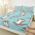 thumbnail image 3 of Manfei Cute Grey Otter 3pcs Twin Sheet Sets for Boys Girls,Polka Dots Twin Fitted Sheet,Kawaii Animal Breathable Flat Sheet,Lightweight Room Decor, 3 of 7