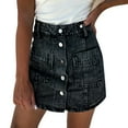 thumbnail image 1 of Besolor Denim Skirts for Women Stretch High Waisted Buttons down Distressed Short Mini Jean Skirts with Pockets, 1 of 7