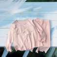 thumbnail image 2 of LNMQLPDBS Baby Girls Ribbed Lounge Set Toddler Button Down Shirt with Relaxed Fit Pants Kids Ruffle Trim 2 Piece Outfit Girls Casual Soft Knit Outfit School Holiday Daily Wear with Pockets, 2 of 9