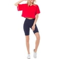 thumbnail image 3 of MixMatchy Women's Basic Solid Boxy Short Sleeve Crop Top, 3 of 6