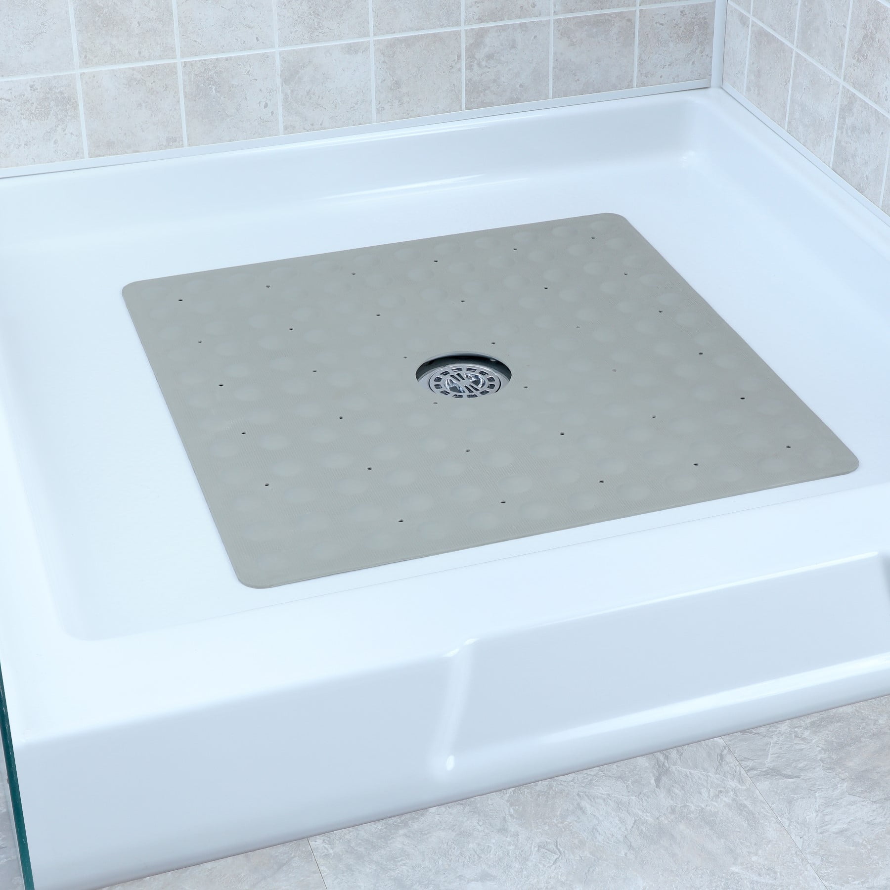 Amber Pebble Design Shower Stall Mat Bath Room Square Plastic Pad Tub Non Slip 