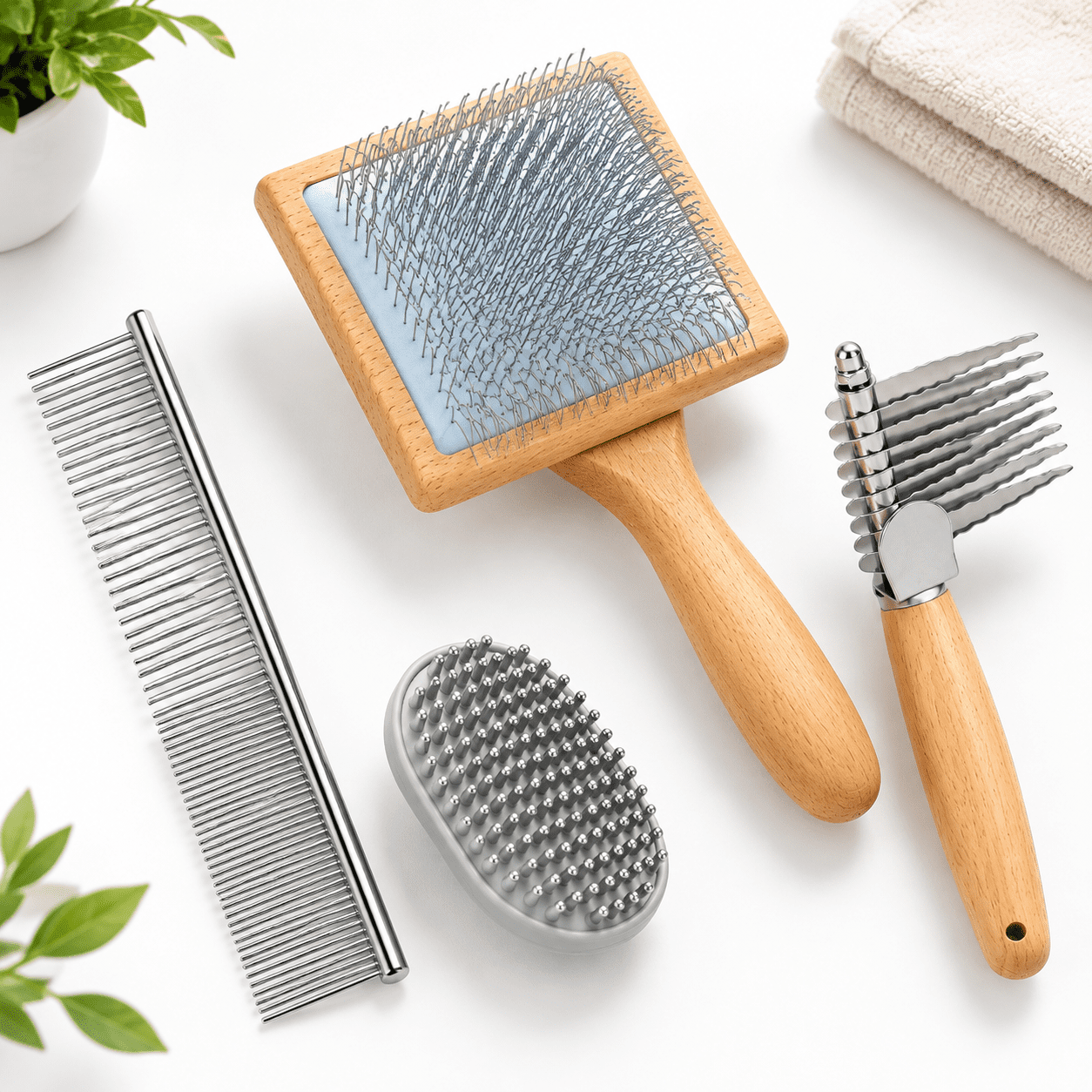 Slicker Brush For Dogs 4 Kit Doodles & Poodlesendoodles Demattingb Removes Mats Tangles From Long Hair Deshedding Undercoat Tool