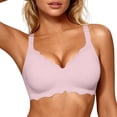 thumbnail image 2 of iHPH7 Jelly Bras for Women No Underwire Wireless Lift Full Coverage T Shirt Everyday Sleep Bra Pink M, 2 of 9