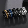 thumbnail image 2 of Stainless Steel Rings Cool Black Spinner Chain Ring for Men Tire Texture Rotatable Links Punk Male Anel WG00076-01 11, 2 of 6