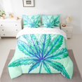 thumbnail image 2 of Feelyou Cartoon Leaf Print Bedding Comforter Set 7pcs, Rustic Botanical Queen Bedding Sets, Aqua Marine Plant Queen Sheet Sets, Ultra Soft Bedroom Decor, 2 of 7