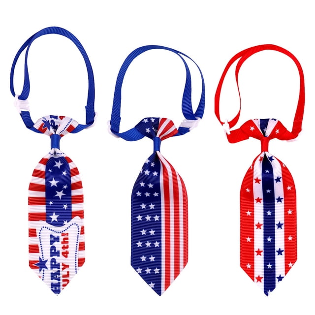 3 corbatas ajustables para perro del 4 de julio, con diseño patriótico, con la bandera de EE. UU., accesorios de aseo para gatos, para disfraces de niña y niño.