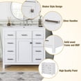thumbnail image 3 of EUROCO 36" Bathroom Vanity with Sink Bathroom Vanity Cabinet with Multifunctional storage space, Solid Wood Frame, 5 Drawers and 1 Door, White, 3 of 8