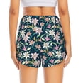 thumbnail image 3 of Picia Lilies Flowers Pattern Women's 2 in 1 Athletic Running Shorts High Waisted Workout Casual Gym Sweat Shorts with Comfy Liner Zipper Pockets-, 3 of 9