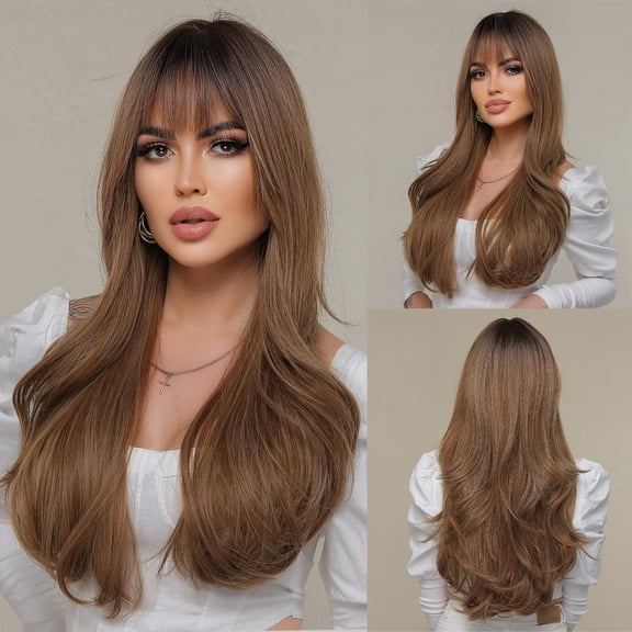 Long Wave Wigs for Women Girls Natural Wave Middle Part Hair Heat Resistant Fibre Synthetic Wigs Women's Wig Daily Use Natural looking A5