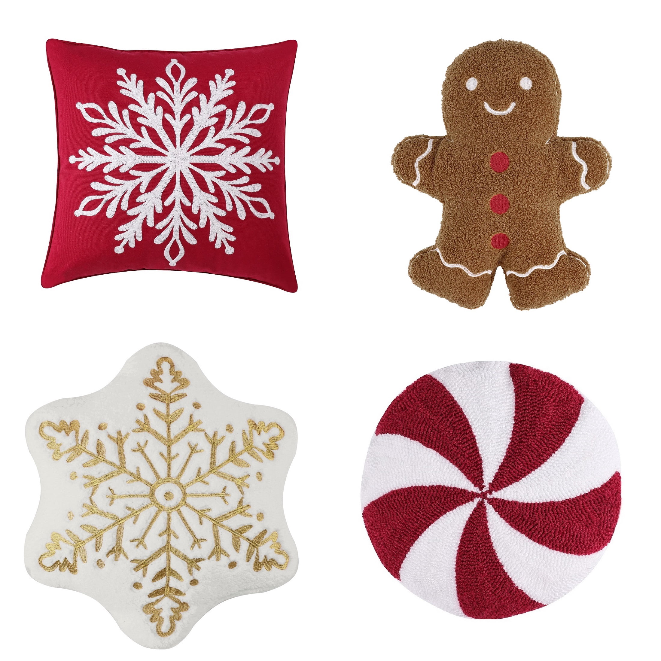 Greenland Home Fashions Decorative Holiday Red Snowflake Cotton Toss Pillow