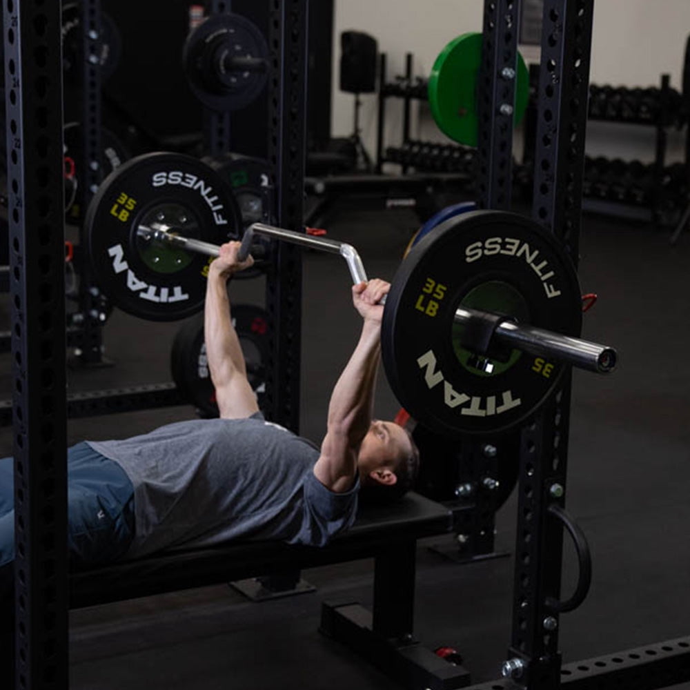 Titan Fitness Cambered Bench Press and Rowing Bar, 3" Camber Drop, 600 LB Capacity, 28mm Shaft