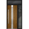 thumbnail image 4 of Front Exterior Prehung Steel Door / Deux 1744 Natural Oak / Side and Top Exterior Black Window / Stainless Inserts Single Modern Painted-W36+14" x H80+16"-Right-hand Inswing, 4 of 4