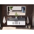 thumbnail image 6 of Amazon 60" White Wood Floating Vanity with Gray Top and Black Trim, 6 of 10