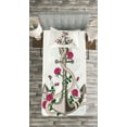thumbnail image 3 of Ambesonne Rose Quilted Bedspread Set 2 Pcs, Romantic Sea Anchor, Twin Size, Hot Pink Green Taupe, 3 of 3