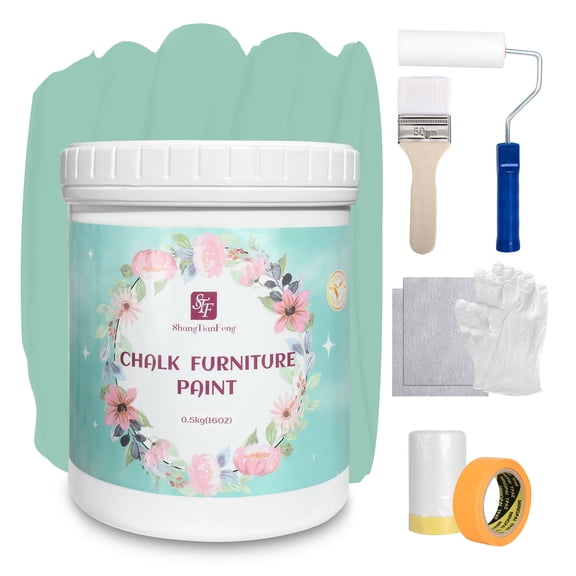 Home Improvement Chalk Paint Furniture Paint Refinish Kit, Waterproof Kitchen Cabinets Paint, Non-Toxic & Odorless Wood Paint, 16 oz Grass Green