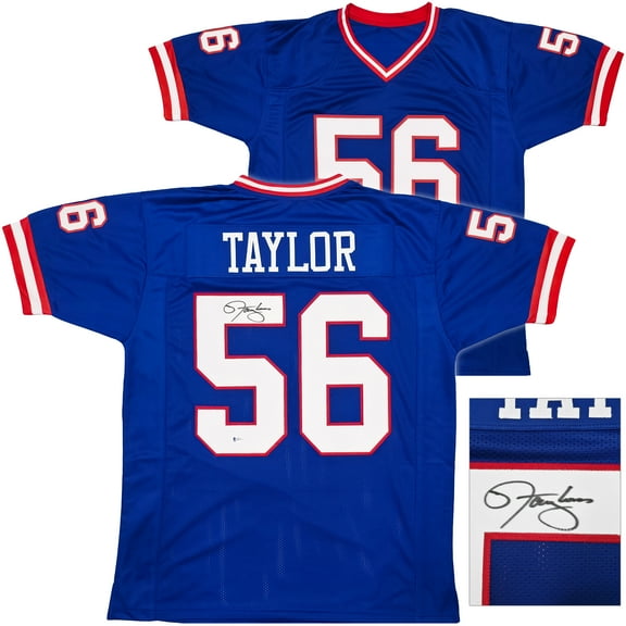 New York Giants Lawrence Taylor Autographed Blue Jersey Beckett BAS Witness 241448