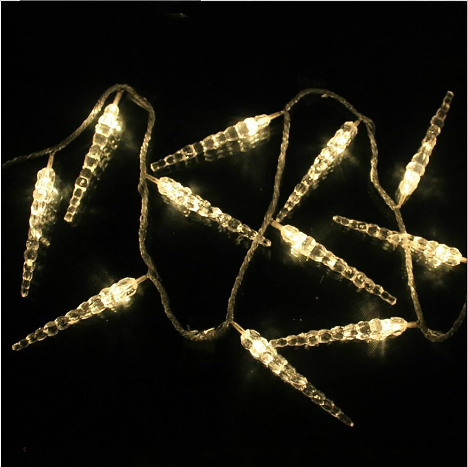 LED Icicle Fairy Lights Battery Operated 9.85FT 20LED Acrylic Icicle Clear Plastic Icicles Fairy Lighting Curtain for Winter Decoration Garden Party Holiday