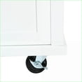 thumbnail image 6 of Kitchen Island Cart with Rubber Wood Drop-Leaf, Storage Cabinets & 3 Drawers, Rolling Wheels – White | Faux Wood, 6 of 20