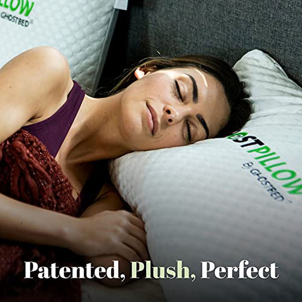 GhostBed Medium Firm Memory Foam Pillow Patented Ventilated Cooling Gel Memory Foam Pillow with Washable Cover Standard Size Pillow for Stomach