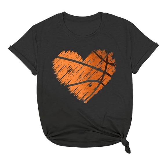 Womens Summer Short Sleeve Tops Basketball Print Casual T Shirts Crew Neck 2026 Basic Tees