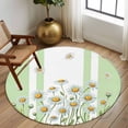 thumbnail image 2 of Round Rug 6Ft Washable Non-Slip, Spring Daisy Circle Area Rugs for Living Room Bedroom, Watercolor Flowers Floral Green Stripes Indoor Floor Mats Carpet Runner for Home Decor Aesthetic, 2 of 8