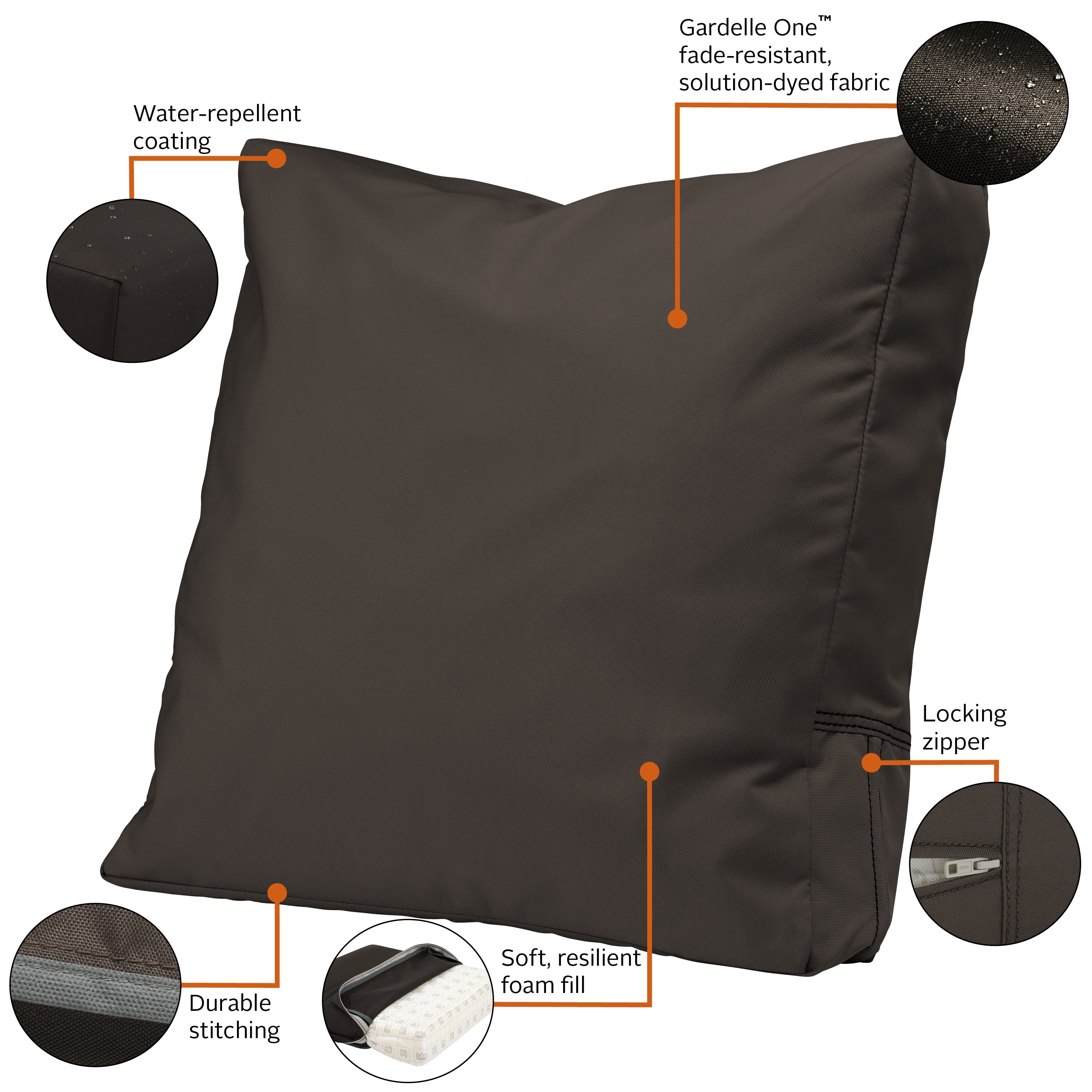 Classic Accessories Ravenna Water-Resistant Patio Lounge Chair/Loveseat Back Cushion, 21 x 20 x 4 Inch, Espresso