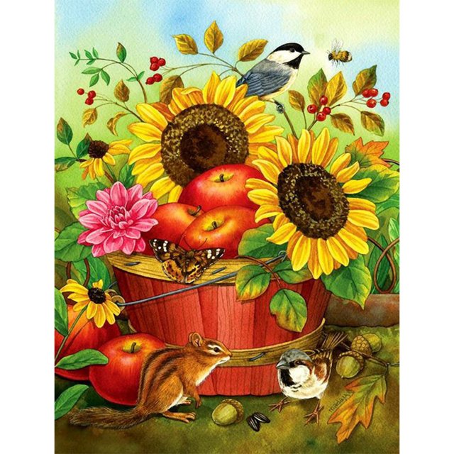 Pintura de diamante (DB5345) 5D DIY Cuadrado Girasol Manzana Rhinestone Mosaico 20X30cm FLhrweasw Nuevo